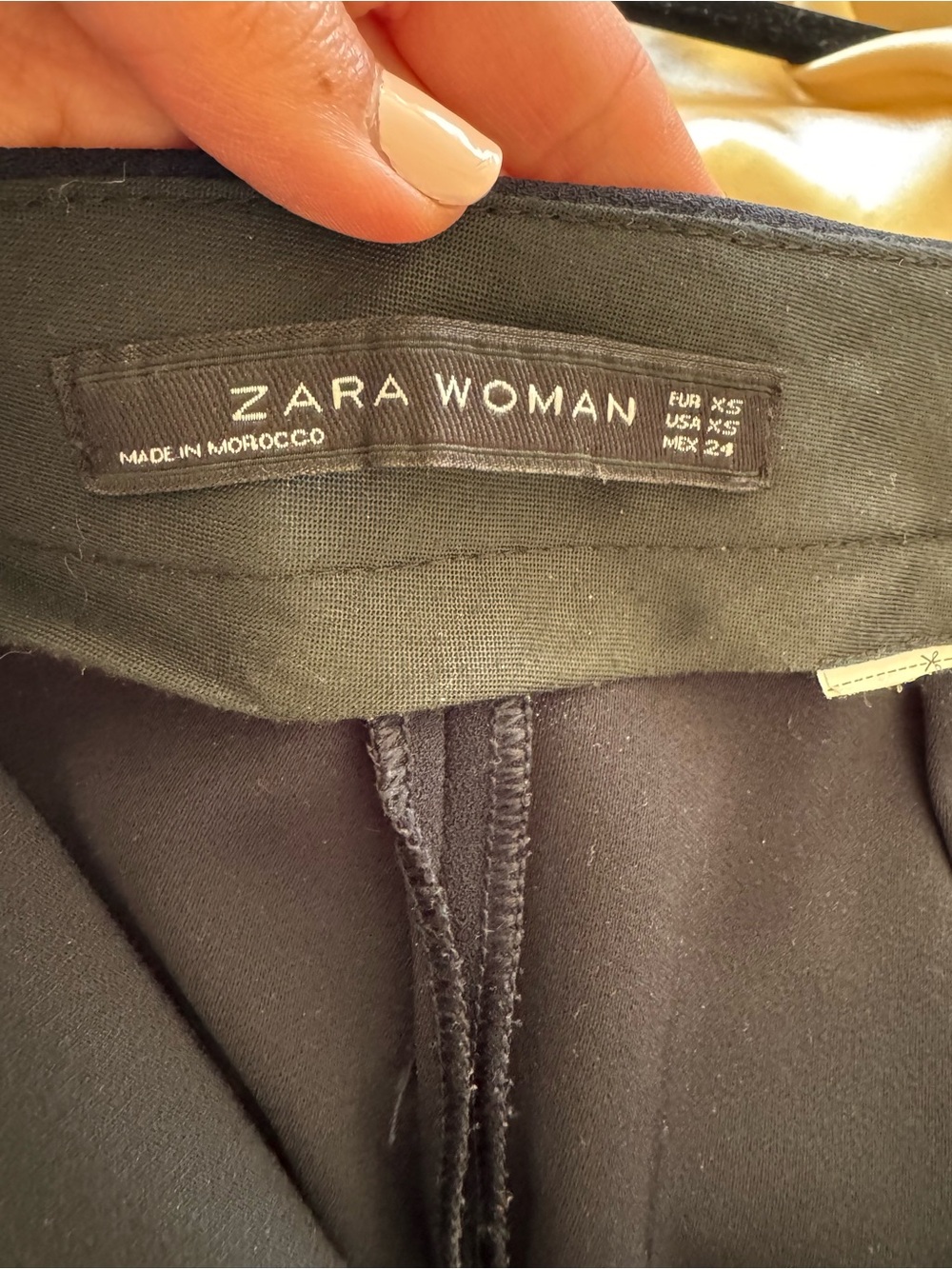 High-Waist Navy Wide-Leg Pants with Pearl Side Details - Picture 8 of 8